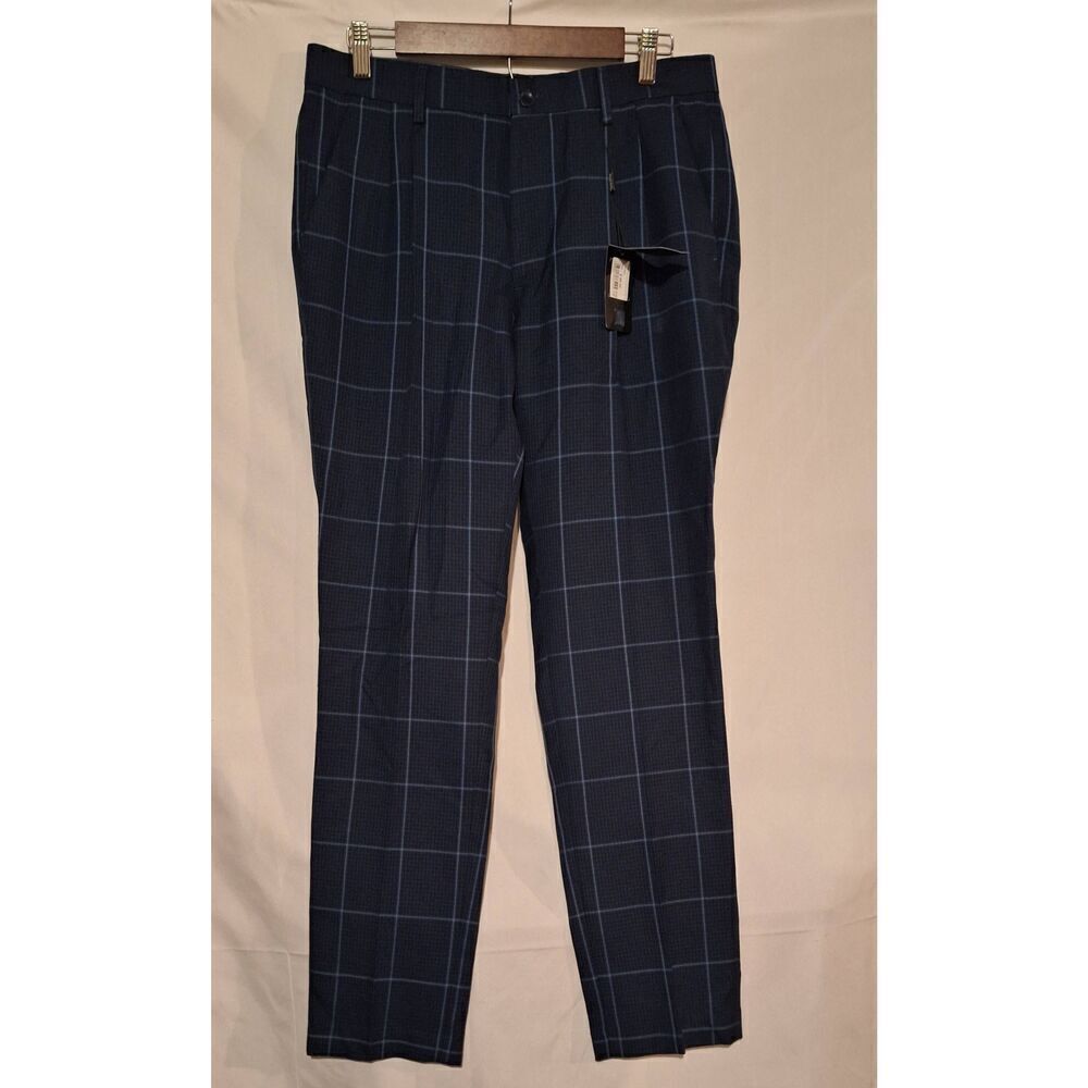Gianni Feraud Mens Pete Navy Checked Suit Trousers W32/L32 NWT‎
